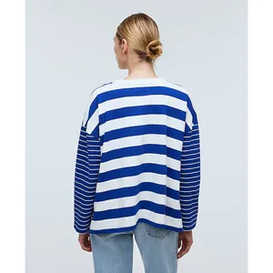 Madewell Easy Long-Sleeve Rugby Tee Contrasting Stripe Pure blue XS NWT thumbnail 3
