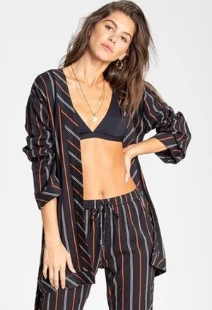 BILLABONG Secret Tells Open Front Top Wrap Cover Up Size S / M BEACHY LOUNGE thumbnail 1