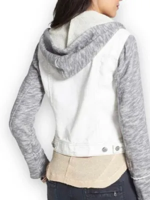 Free People Knit Hooded Denim Jacket thumbnail 2