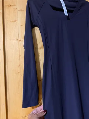 Lululemon All Aligned Ribbed Long-Sleeve Midi Dress - Purple/Grey - Size 4 thumbnail 4