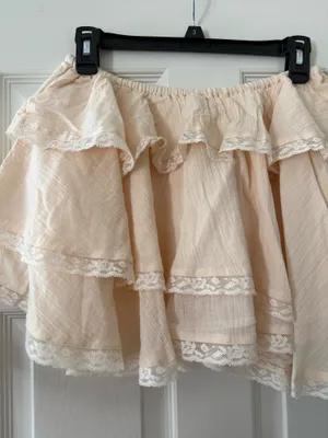 BNWT Zara Cream Lace Ruffled Fairy Hem Mini Skirt thumbnail 8
