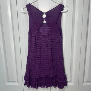 Volume One Ruffle Mini‎ Dress L Y2K Purple Keyhole Sleeveless Fairy Whimsigoth thumbnail 2