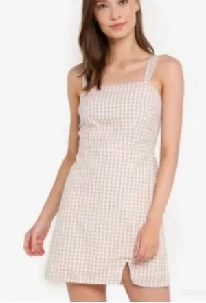 Abercrombie & Fitch checkered gingham tan mini dress size xs thumbnail 1