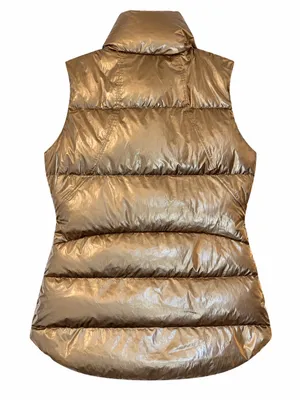 Athleta Downtown Metallic Vest Womens S Bronze Gold Down Puffer Quilted thumbnail 4
