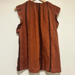 Cloth & Stone Flutter Sleeve Rust Brown & Black Striped Blouse Size XL thumbnail 5