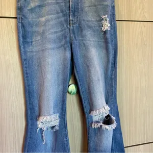 Vibrant Distressed Flare Jeans Medium Wash Size 15 / 31 Boho Hippie thumbnail 4