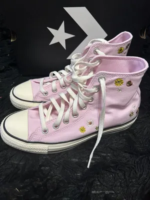 CONVERSE Ctas Hi top pink floral embroidered lace up shoes sneakers sz 8.5 new thumbnail 8