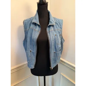 Vintage 90s Joyride Medium Wash Denim Zip-Up Utility Vest Grungr Work Wear Cargo thumbnail 4