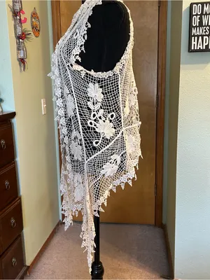 Sun & Shadow ivory crochet floral duster vest pointed hem size S festival boho thumbnail 4