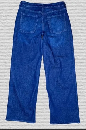 Old Navy WOW Wide Leg Jeans Womens 12 High Rise Dark Blue Denim Stretch Boho thumbnail 5