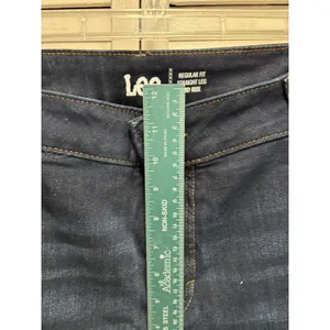 Lee Reg Fit Straight Dark Wash Denim Jeans‎ High Rise Size 20W Zip Logo NWT thumbnail 3