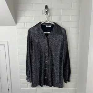 Vintage Montgomery Ward Silver Sparkle Button Down Shirt + Tank Set thumbnail 11