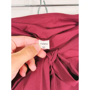 Halara Breezeful High Waisted Tie Midi Skirt Size M Burgundy Lightweight Fall thumbnail 4