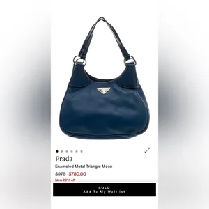 ADDITIONAL PHOTOS Prada Vitello Daino Moon Shoulder Bag Blue Leather Silver thumbnail 3