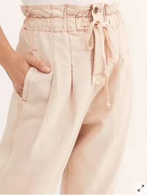 Free People Margate Pleated Paperbag Trousers Misty Rose size XS thumbnail 3