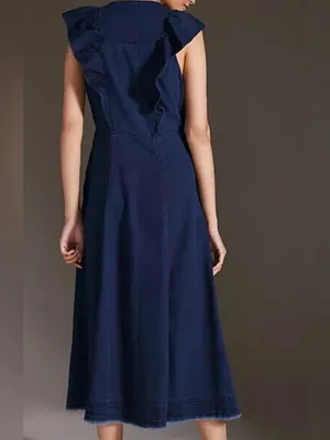 Pilcro Denim Flutter Sleeve MIDI Dress thumbnail 13