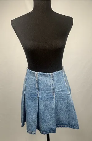 Denim Mini Skirt Pleated H&M Blue thumbnail 1