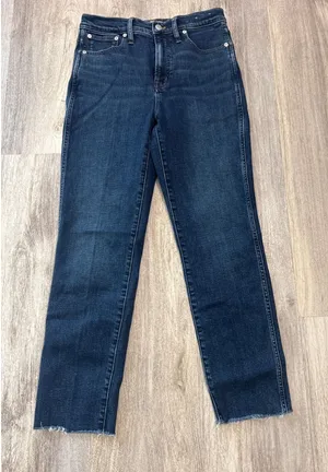 Madewell‎ The Perfect Vintage Jean Dark Wash Raw Hem High Rise Straight Size 27 thumbnail 1