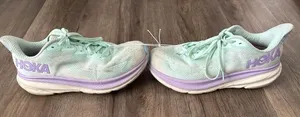 Hoka Clifton 9 running shoes women’s teal and purple 9.5 thumbnail 1