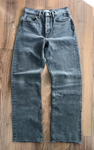 Pistola High Rise Cotton Straight Leg Black Distressed Denim Jeans Pants 26‎ thumbnail 1