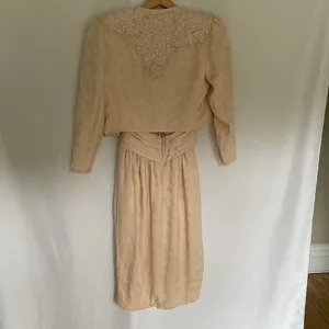 Rina Di Montella silk vtg sz 6 pastel‎ cream prom dress padded shoulder jacket thumbnail 8