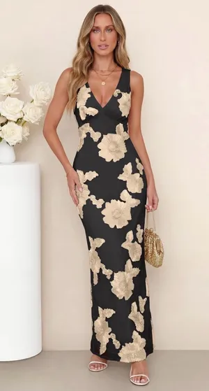 Caracilia Embroidered Floral Wedding Guest Dress thumbnail 1