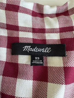 Madewell Central Drapey Top in Red and White Gingham Check Sz XS thumbnail 4