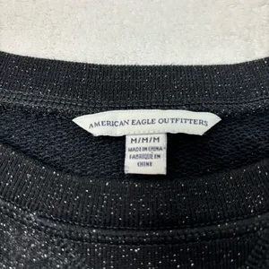 American Eagle Outfitters Black Metallic Pullover Top Long Sleeve Slit Sides M‎ thumbnail 8