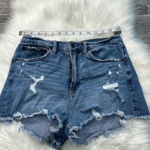 Abercrombie & Fitch High Rise Distressed Denim Cutoff Shorts thumbnail 4