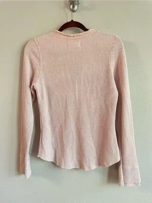 Dear John Sepia Rose Waffle Henley Long Sleeve Top Size Small thumbnail 6