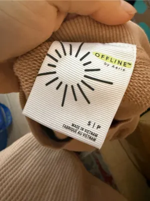 Offline by Aerie Tan V-Neck Cropped Sweatshirt thumbnail 3