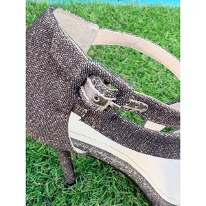 Caparros Karissa Black Silver Metallic Strappy Stiletto Sandals Heels Womens 7.5 thumbnail 5