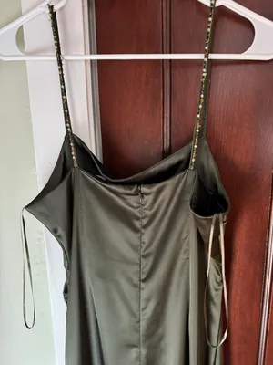 ZARA Green Satin Midi Dress thumbnail 3