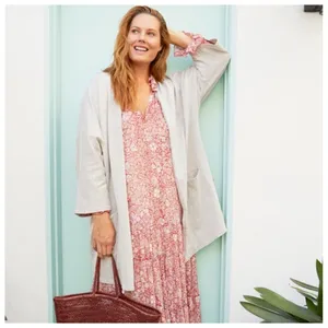 Donni Antropologie Slouchy Cardigan Open Pockets Layer Textured Ribbed Loose Fit thumbnail 3