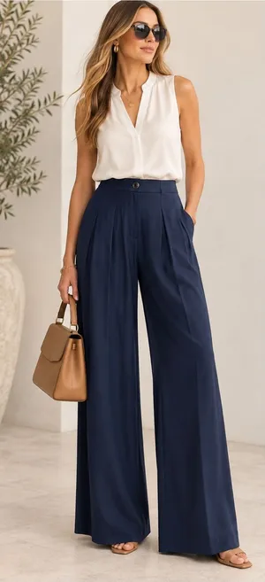 Ramy Brook Russell Wide Leg Tailored Pants Trousers – Navy – Size 4 NWT thumbnail 1