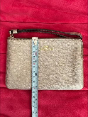Leather Gold Coach Wristlet thumbnail 6