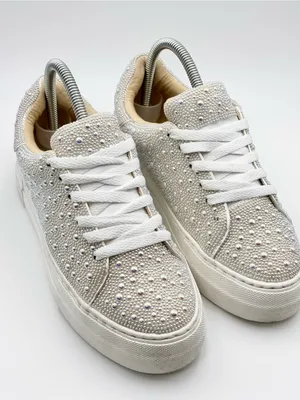Betsey Johnson Women’s Sidny Pearl Lace-Up Sneakers, Size 6.5 thumbnail 4