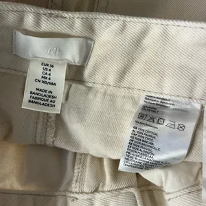 H&M Women's Cream Wide Leg Jeans thumbnail 2