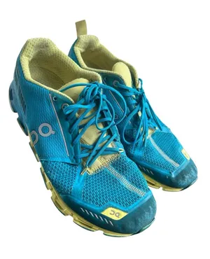 On Running On Cloud Cloudflyer blue yellow maui lemon running trainers size 10 thumbnail 1