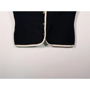 Abercrombie Mara V-Neck Gold Button Sweater Vest Womens M Black Preppy Old Money thumbnail 8
