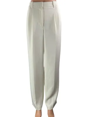 Aritzia Wilfred The Effortless White Pleated Wide Leg Trouser Dress Pants Size S thumbnail 2