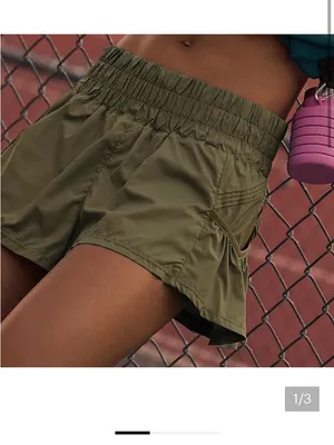 New Free People Dark Green Get Your Flirt On High Waist shorts spring active thumbnail 2