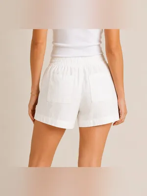 GAP Linen Blend White Pull On Drawstring Shorts thumbnail 2