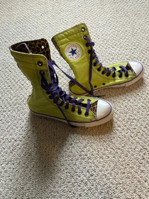 Converse All Star High-Top Sneakers Lime Green and Leopard Print W 6.5/M 4.5 thumbnail 2