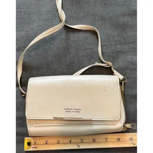Forever LengRui Cream White Crossbody Wallet Bag Rhinestone Accents Organizer thumbnail 12