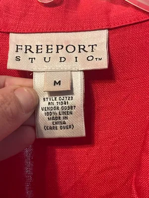 Vintage Freeport Studio 100% Linen Sleeveless Maxi Dress Red Size M Button thumbnail 3