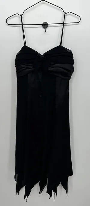 Y2K Whimsigoth Midi Dress Sz 4 Handkerchief Hem Grunge Dark Romantic‎ Fairy thumbnail 1