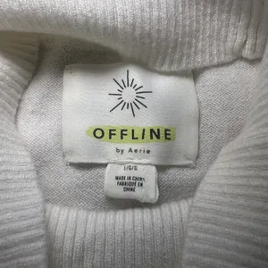 Aerie Offline Colorblock Mock Neck Sweater Pullover Blue White Womens L‎ Cozy thumbnail 5