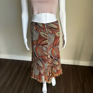 Dana Buchman Tribal Asymmetrical Silk Midi Skirt Size 10 thumbnail 2