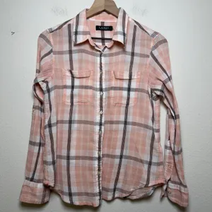 Lauren Ralph Lauren Women Cotton Button‎ Up Top Small Pink Plaid Preppy thumbnail 1